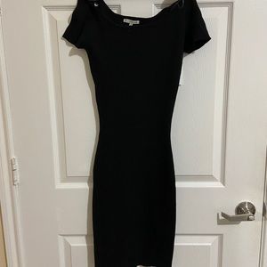 Off shoulder black mini sweater dress